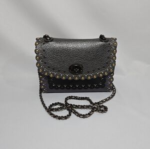 Coach Restored Parker 18 With Scallop Rivets Pewter/Metallic Eggplant Purse